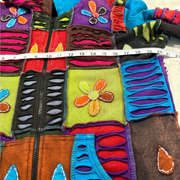 VTG Y2K Rising International Bohemian Hippie Peace Full Zip Hoodie Size L - Picture 6 of 8